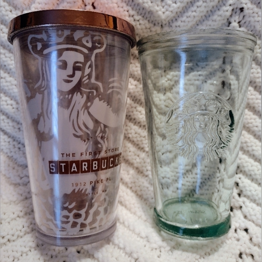 Starbucks Tumblers As Is First Starbucks Pike Place, Glass 16oz Made In Spain